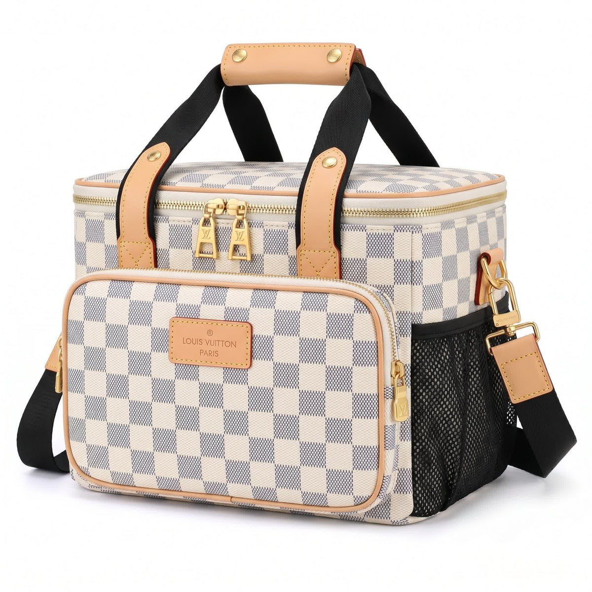 The Daytrip Lunch Tote – Ivory Grid